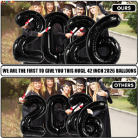 Black Graduation Decorations 2026 | Giant, 42 Inch, Foil 2026 Graduation Balloons Class of 2026 Decorations | Black 2026 Balloons Number, Graduation Party Decorations | Prom Decorations 2026, Katchon