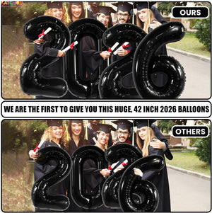 Black Graduation Decorations 2026 | Giant, 42 Inch, Foil 2026 Graduation Balloons Class of 2026 Decorations | Black 2026 Balloons Number, Graduation Party Decorations | Prom Decorations 2026, Katchon