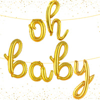 KatchOn, Gold Oh Baby Balloon Sign - 16 Inch | Oh Baby Sign for Backdrop | Baby Shower Balloons for Baby Shower Decorations | Gender Reveal Balloons, Oh baby balloons for Gender Reveal Decorations