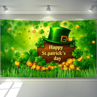 Happy St Patrick's Day Banner - 72x44 Inch | St Patricks Day Backdrop for Photography | Happy St Patricks Day Decorations Banners | Shamrock Decorations | St Patricks Day Decor Banner wall poster