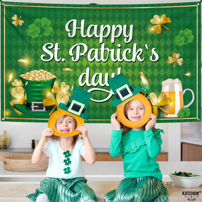 KatchOn, XtraLarge Happy St Patricks Day Banner - 72x44 Inch, St Patricks Day Backdrops for Photography | St Patricks Day Decorations Banners | Saint Patricks Day Banner for San Patrick Decorations