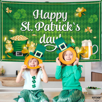 KatchOn, XtraLarge Happy St Patricks Day Banner - 72x44 Inch | St Patricks Day Backdrop for Photography | St Patricks Day Decorations Banners | Saint Patricks Day Banner for St Patricks Day Decor