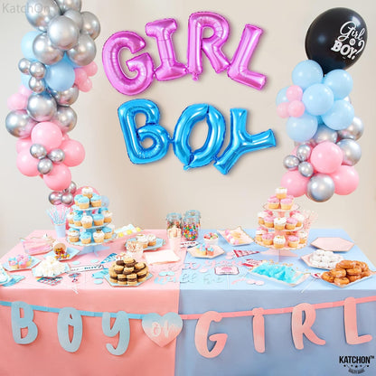 KatchOn, Boy or Girl Balloon Letters - 42 Inch | Gender Reveal Balloons for Gender Reveal Decorations | Boy or Girl Gender Reveal Party Supplies | Boy Girl Balloons for Baby Reveal Party Decorations