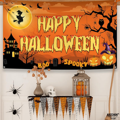 KatchOn Spooky Happy Halloween Banner 72x44 Inch