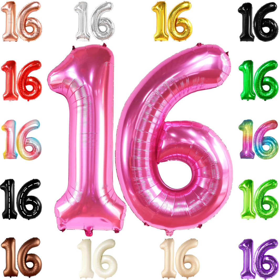 KatchOn, Hot Pink 16 Balloon Numbers - Huge, 40 Inch | Sweet 16 Decorations Hot Pink | Number 16 Balloons, Sweet 16 Party Decorations Pink | 16th Pink Party Decor, 16th Birthday Decorations