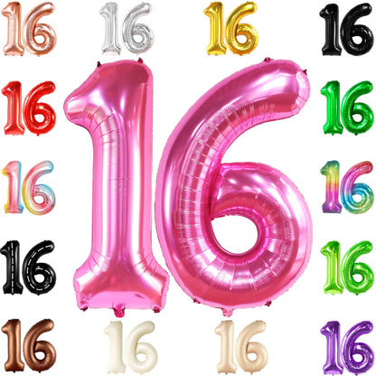 KatchOn, Hot Pink 16 Balloon Numbers - Huge, 40 Inch | Sweet 16 Decorations Hot Pink | Number 16 Balloons, Sweet 16 Party Decorations Pink | 16th Pink Party Decor, 16th Birthday Decorations