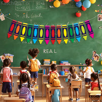 KatchOn Pre Strung Crayon Banner 10 Feet, Back to School Decorations