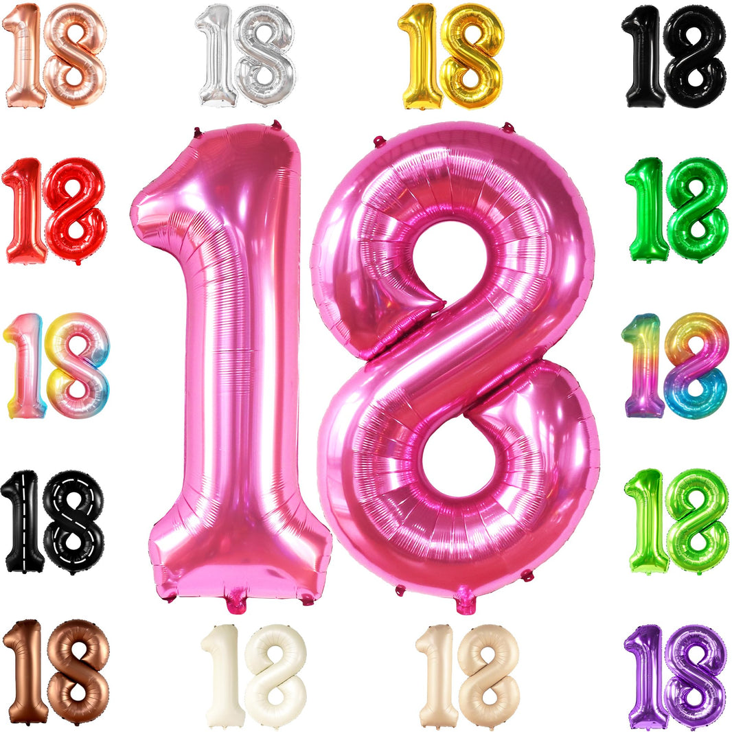KatchOn, Hot Pink 18 Balloon Numbers - 40 Inch | Pink 18th Birthday Decorations for Girls | 18th Birthday Balloons for Girls | Pink Party Decoration | 18th Happy Anniversary Decorations