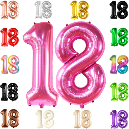 KatchOn, Hot Pink 18 Balloon Numbers - 40 Inch | Pink 18th Birthday Decorations for Girls | 18th Birthday Balloons for Girls | Pink Party Decoration | 18th Happy Anniversary Decorations