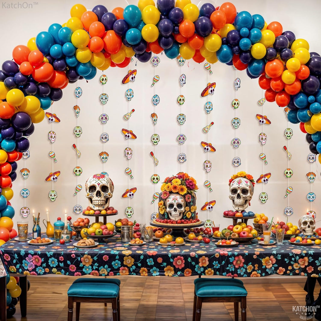 KatchOn 8-String Skull Decorations 6.5 Ft, Dia De Los Muertos Decorations