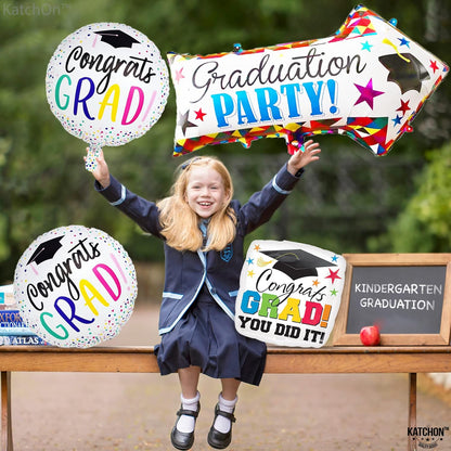 KatchOn, Kindergarten Graduation Balloons - 20 Inch, Pack of 4 | Congrats Grad Balloon, Kindergarten Graduation Decorations 2026 | Graduation Foil Balloons, 2026 Graduation Balloons