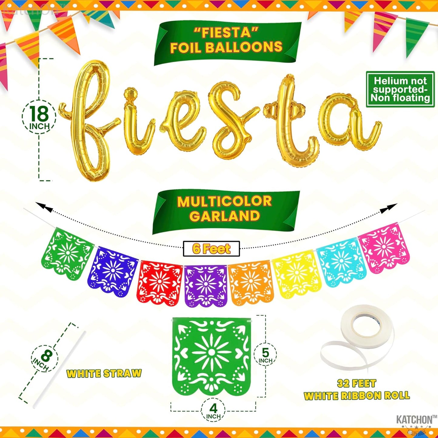 KatchOn, Fiesta Party Decorations - Big Set of 20 | Felt Mexican Banner for Fiesta Decorations | Taco Balloons, Fiesta Balloons for Taco Birthday Party Decorations | Cactus Balloons, Avocado Balloon