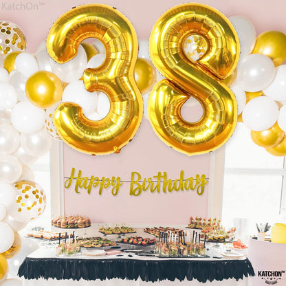 KatchOn, Giant Gold 38 Balloon Numbers - 40 Inch | Gold 38 Number Balloons for 38th Birthday Decorations for Women | Number 38 Gold Balloon, 38 Birthday Decorations for Men | 38th Birthday Balloons