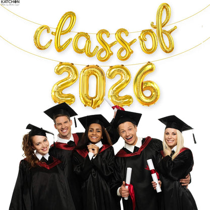 KatchOn, Graduation Decorations 2026 | Gold Class of 2026 Balloons Banner - Script, 16 Inch | Graduation Balloons 2026 | Class of 2026 Balloon for Grad Decorations