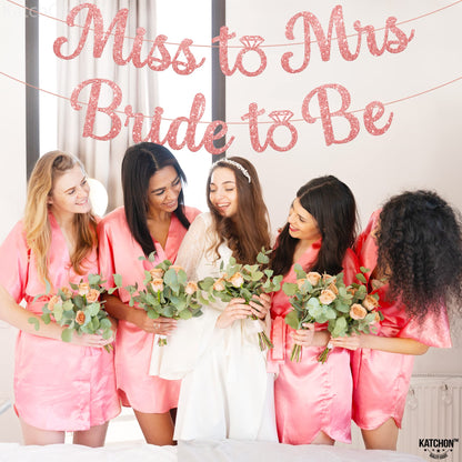 KatchOn, Rose Gold Miss to Mrs Bride to Be Banner - Glitter, 10 Feet, No DIY | Miss to Mrs Banner for Bridal Shower Decorations | Bridal Shower Banner | Bride to Be Sign, Bachelorette Party Décor