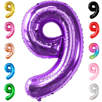 KatchOn, Giant Purple Number 9 Balloon - 40 Inch | Foil 9 Birthday Balloon for 9th Birthday Decorations | 9th Anniversary Decoration | Purple Party Decoration