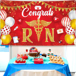 KatchOn Congrats RN Graduation Banner - Large 72x44 Inch | Red Nurse Banner | Nursing Party Decorations for Class of 2026 | Nurse 2026 Graduation Decorations