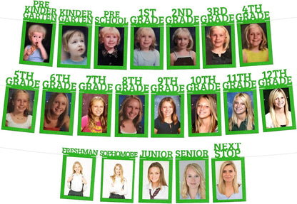 KatchOn, K-12 Graduation Photo Banner 5x7 - Photo Cards 12+6 | Grad Banner 2026 Personalized | Green Grad Picture Display, 2026 Graduation Decorations | Grad Party Decorations 2026