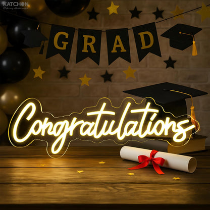Graduation Decorations 2026 | Congratulations Neon Light Sign | Congratulations Light Up Sign | Graduation Decorative Lights | Backdrop for Grad Decorations Class of 2026, KatchOn