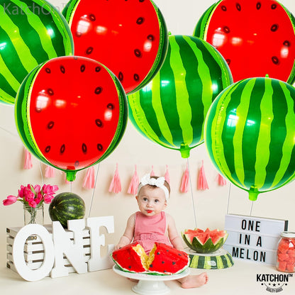 KatchOn, Watermelon Balloons - 22 Inch, Pack of 6, Summer Party Decorations | One In A Melon Party Decorations | Watermelon Balloons Party Decoration | Summer Birthday Decor, Summerween Decor