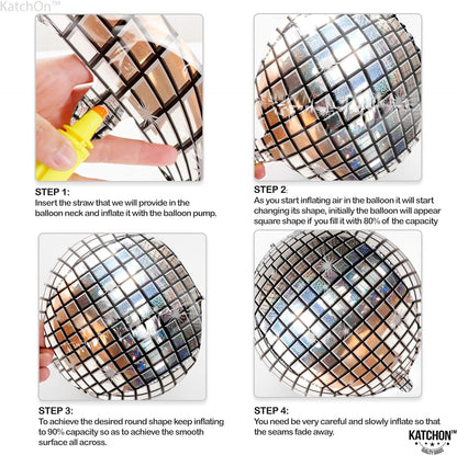 KatchOn, Big Silver Disco Ball Balloons - Pack of 6, Disco Party Decorations | 4D Metallic Disco Balloons for 70s Party Decorations | Disco Bachelorette Party Decorations | Silver Party Decorations