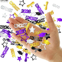 KatchOn, Congrats Grad Confetti 2026 - Pack of 1000 | Purple and Gold Graduation Decorations 2026 | 2026 Graduation Table Decorations | Graduation Confetti 2026