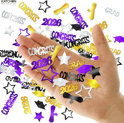 KatchOn, Congrats Grad Confetti 2026 - Pack of 1000 | Purple and Gold Graduation Decorations 2026 | 2026 Graduation Table Decorations | Graduation Confetti 2026