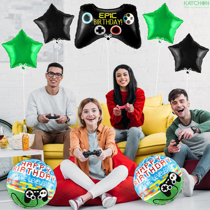 KatchOn, Huge Video Game Balloons , Pack of 7 - Video Game Birthday Decorations | Gaming Balloons, Gamer Birthday Party Decoration | Gamer Balloon for Birthday Party | Level Up Birthday Decorations