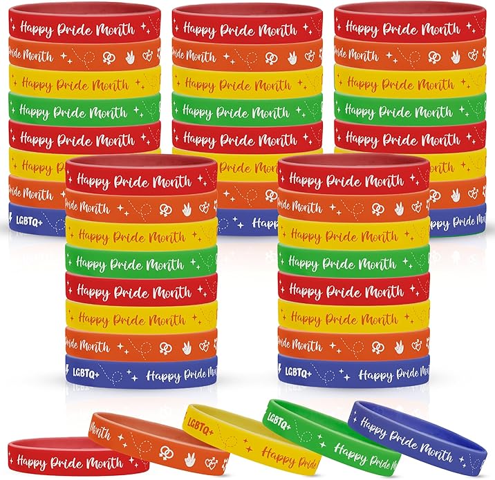 KatchOn, Happy Pride Month Bracelets - Pack of 40 | Pride Bracelets Bulk for Rainbow Party Favors Pride Decorations Gay Décor