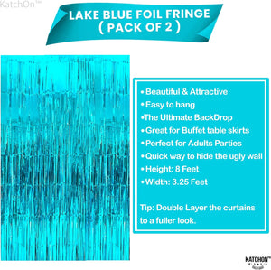 KatchOn, Xtralarge Blue Fringe Backdrop - 6.4x8 Feet, Pack of 2 | Blue  Streamers Party Decorations | Blue Fringe Curtain for Ocean Decorations |  Under