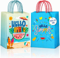 KatchOn, 16 Pcs Hello Summer Gift Bags | Summer Party Decorations | Summer Themed Gift Bags, Luau Party Decorations, Pool Party Goodie Bags, Pool Party Decorations, Tropical, Hawaiian Docor