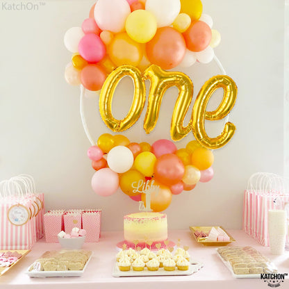 KatchOn, Gold One Balloon - 20 Inch | Script One Balloon | 1st Birthday Decorations Boy, Girls | Golden Birthday Party Decorations | 1 Year Anniversary Decorations