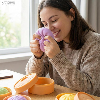 KatchOn, Dumpling Squishy Toys - Pack of 4 | Stress Relief & Anxiety Relief Squishy Dumplings | Fun Fidget Toys for Stress Relief