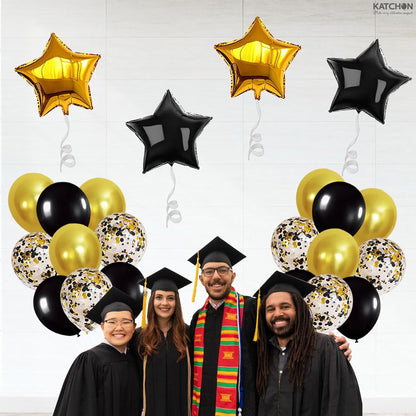 KatchOn, 2026 Graduation Balloons Set - Pack of 31 | Black and Gold Star Balloons, Latex Balloons for Grad Party Decorations | Black and Gold Graduation Decorations 2026 For Class of 2026 Decorations