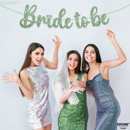 KatchOn, Sage Green Glitter Bride To Be Banner - 10 Feet, No DIY | Bride to Be Sign for Bride To Be Decorations | Bridal Shower Banner for Bridal Shower Decorations | Bachelorette Party Decorations