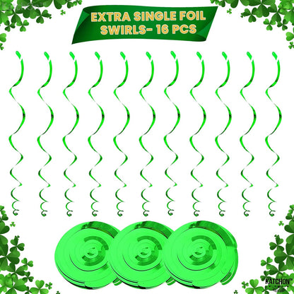 KatchOn, St Patricks Day Hanging Decorations - Pack of 30, No DIY | St Patricks Day Hanging Swirls Decorations | Shamrock Decorations | St Patricks Day Decorations | Saint Patricks Day Decorations