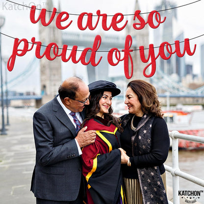 KatchOn, Felt We are So Proud of You Banner - 8 Feet, No DIY | Congratulations Banner 2026, Red Graduation Decorations Class of 2026 | Red We are So Proud of You Sign for Graduation Decorations 2026