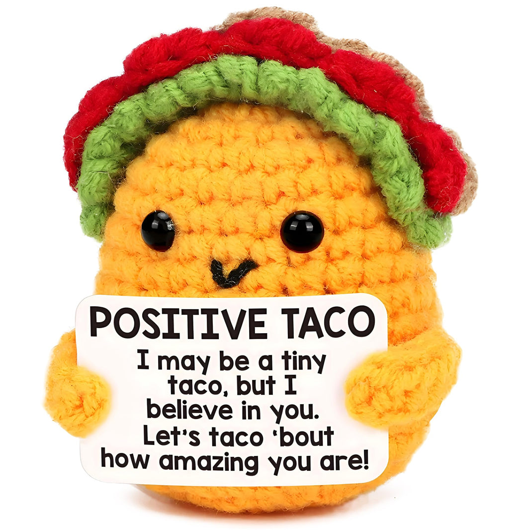 KatchOn, Mini Positive Crochet Taco | Christmas Birthday Gifts for Women, Men, Mom, Dad, Son, Daughter, Sister, Friends, Coworkers | Thanksgiving Basket Stuffers | Desk Home Decor Emotional Support