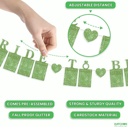 KatchOn, Glitter Green Bride to Be Banner - 10 Feet | Bridal Shower Photo Banner, Bride to Be Sign for Bridal Shower Decorations | Bachelorette Party Decorations, Engagement Party Decorations