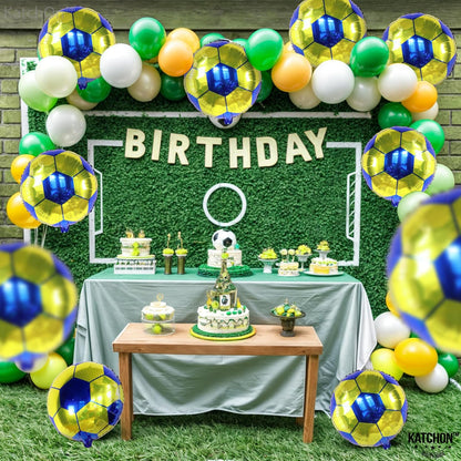 KatchOn, Yellow and Blue Soccer Balloons - 18 Inch, Pack of 10 | Soccer Birthday Party Decorations, Sports Themed Party Decorations | soccer decorations For Party With Blue and Yellow Balloons
