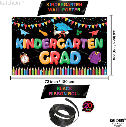 KatchOn, Kindergarten Graduation Backdrop - Large 72x44 Inch | Kindergarten Grad Banner | Kinder Grad Backdrop | Graduation decorations 2026