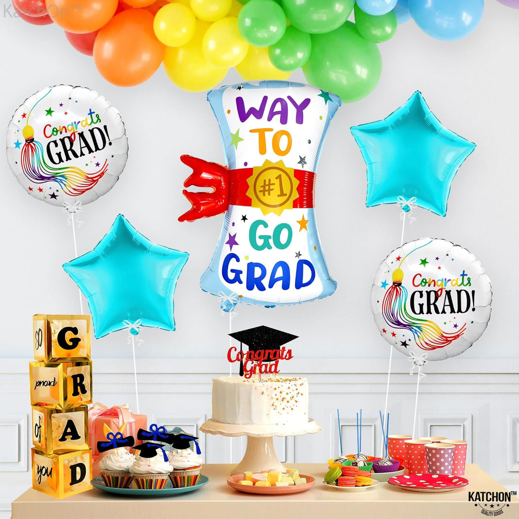 Graduation Decorations 2026 | Kindergarten Graduation Balloons - Pack 5 | Congrats Grad Balloon, Kindergarten | Pre K Graduation Decorations, Pre School Graduation Decorations, KatchOn