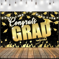KatchOn, Congrats Grad Backdrop - XtraLarge, 72x44 Inch | Black and Gold Graduation Backdrop 2026 for 2026 Graduation Decorations | Congrats Grad Banner, 2026 Graduation Party Decorations
