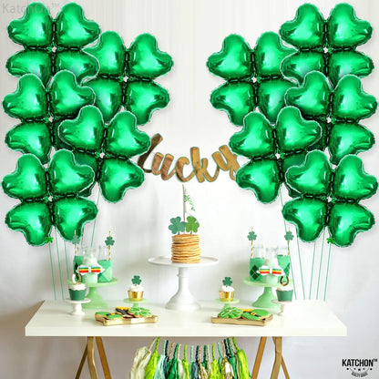 KatchOn, Pack of 12, St Patricks Day Balloons - 18 Inch, Shamrock Balloons | 4 leaf Clover Balloons for St Patricks Day Decorations | Lucky Balloons for Shamrock Decorations | St Patricks Balloons