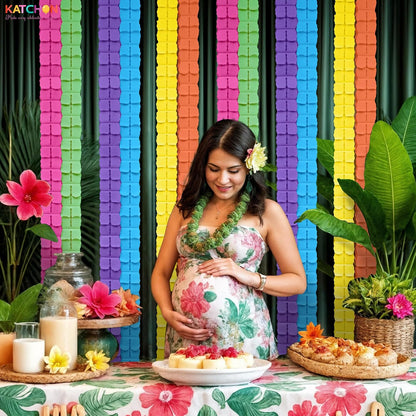 Four Leaf Clover Flower Streamers – 12PCS, Mexican Paper Clover Streamer | Paper Garland for Summer Party Decoration, Fiesta Party Decorations | Hawaiian, Luau | Birthday, Wedding & Baby Shower Decor