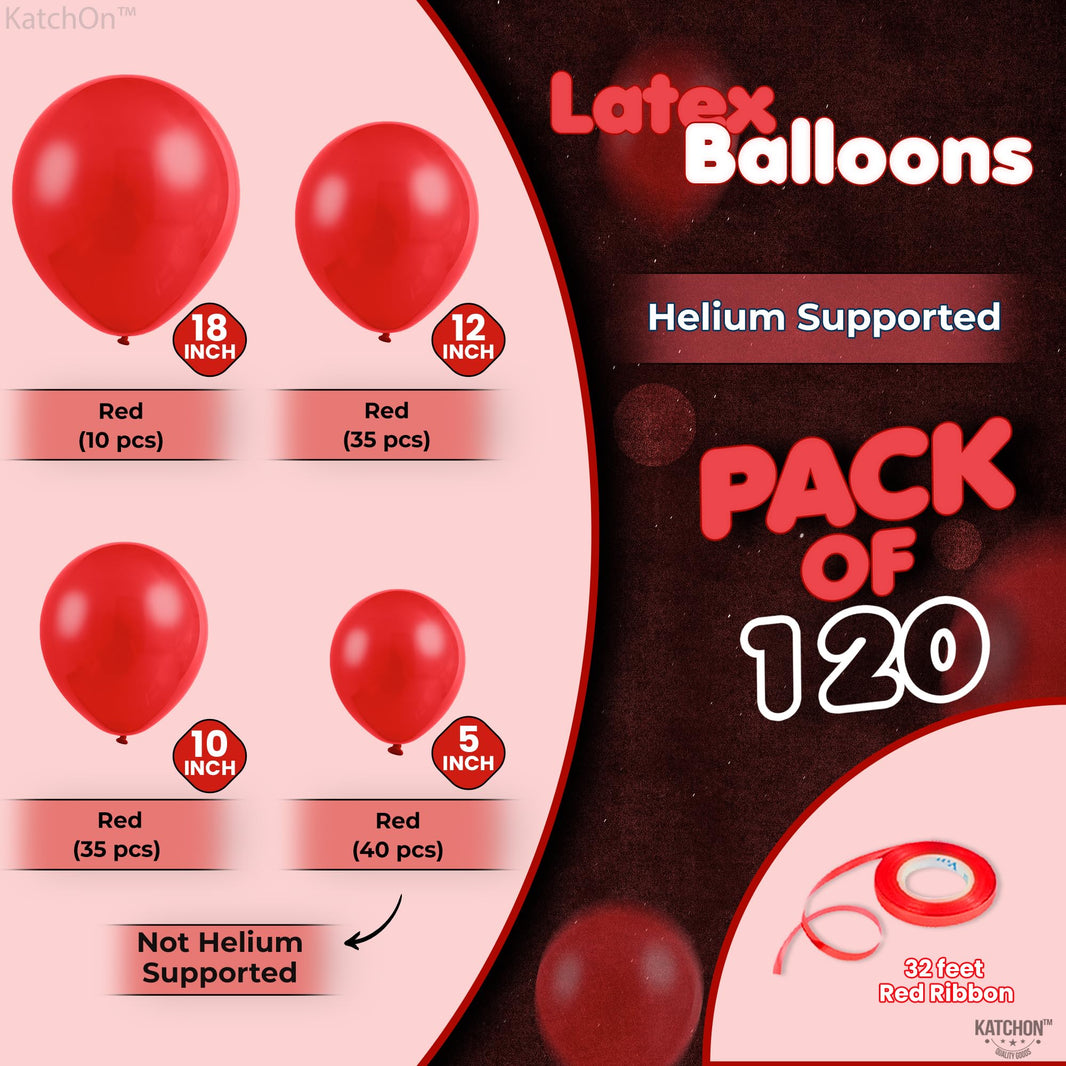 KatchOn, Red Latex Balloon Arch Kit - 18 Inch, Pack of 120 | Graduation Day Balloons | Red Birthday Decorations Balloons | 2025 Graduation Decorations