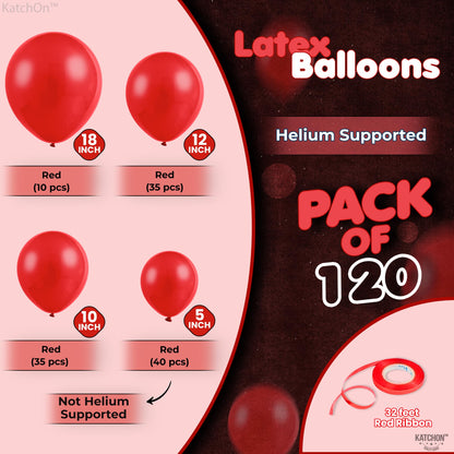 KatchOn, Red Latex Balloon Arch Kit - 18 Inch, Pack of 120 | Graduation Day Balloons | Red Birthday Decorations Balloons | 2025 Graduation Decorations