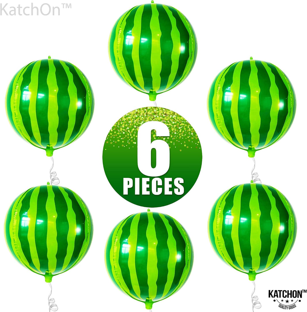 22 Inch Watermelon Balloons - Pack of 6, 4D Round One In A Melon Balloons | Summerween Party Decor | Watermelon Mylar Balloon, Watermelon Birthday Decorations | Summer Party Decoration, KatchOn