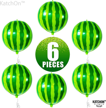 22 Inch Watermelon Balloons - Pack of 6, 4D Round One In A Melon Balloons | Summerween Party Decor | Watermelon Mylar Balloon, Watermelon Birthday Decorations | Summer Party Decoration, KatchOn