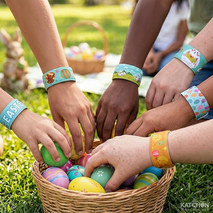 katchon easter bracelets pack of 40 easter basket stuffers easter party favors egg fillers slap bracelets for classroom gifts classroom prizes